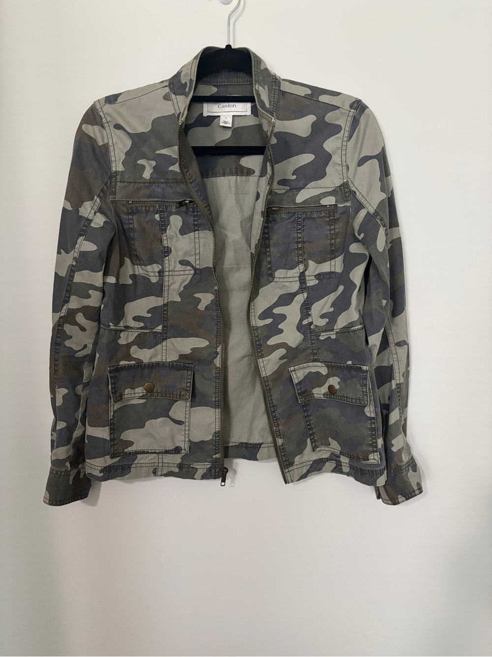 Nordstrom Caslon Classic Camouflage Jacket - Size S - Zip Front - 100% Cotton